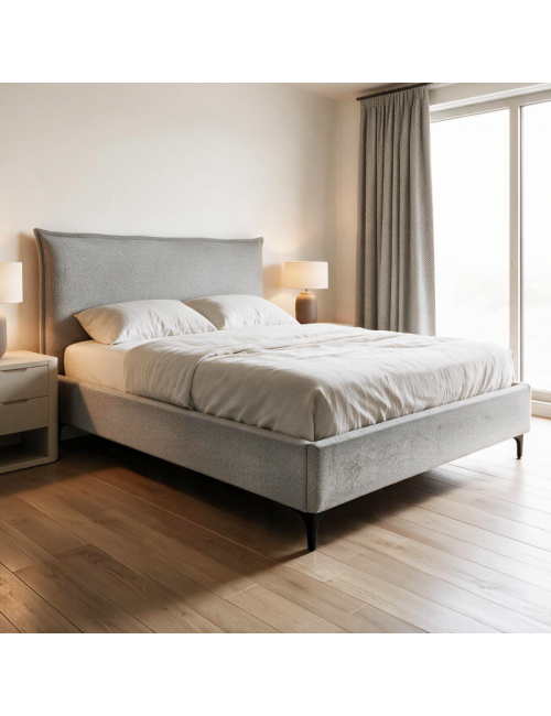 Letto Matrimoniale Line con Contenitore in Tessuto Grigio Chiaro – Stile Moderno e Praticità Salvaspazio