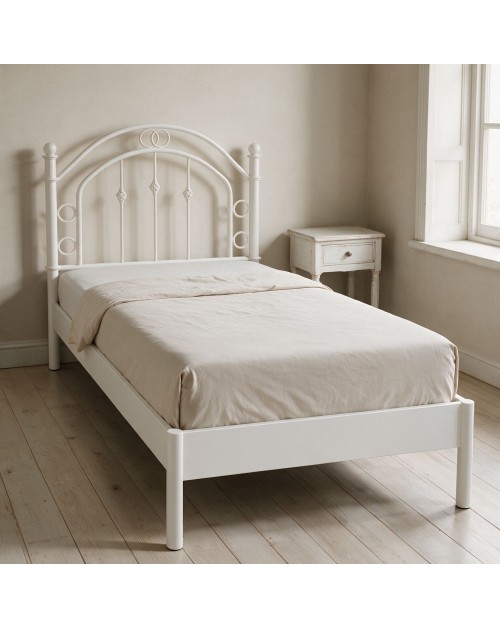 Letto Singolo Luxor in Ferro Battuto Bianco Anticato 90x195 cm