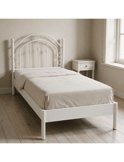 Letto Singolo Luxor in Ferro Battuto Bianco Anticato 90x195 cm