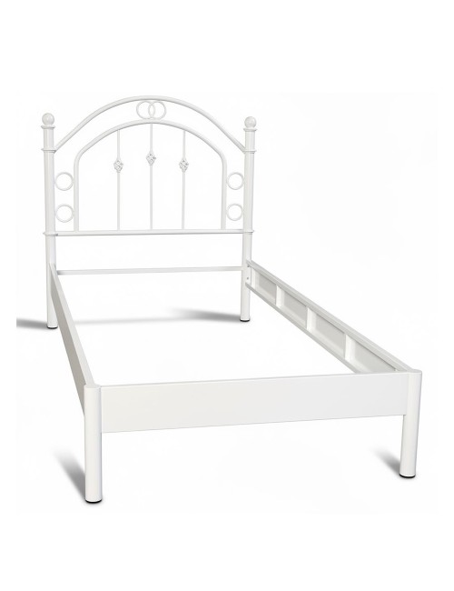 Letto Singolo Luxor in Ferro Battuto Bianco Anticato 90x195 cm