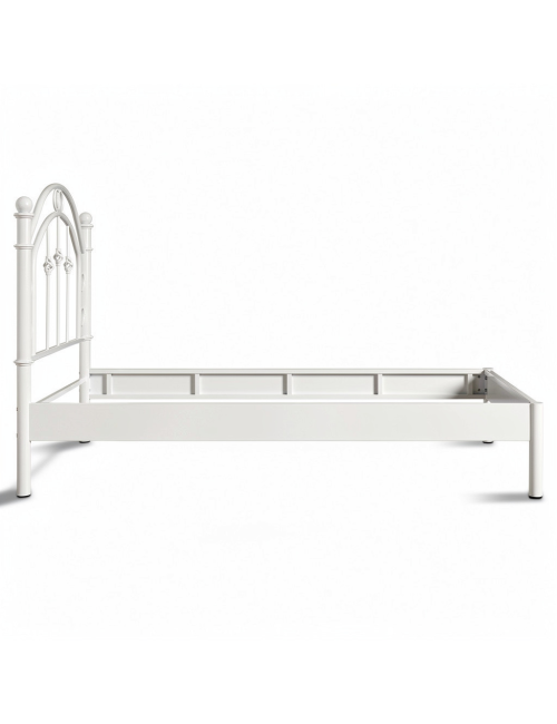 Letto Singolo Luxor in Ferro Battuto Bianco Anticato 90x195 cm
