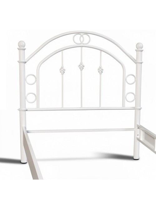 Letto Singolo Luxor in Ferro Battuto Bianco Anticato 90x195 cm