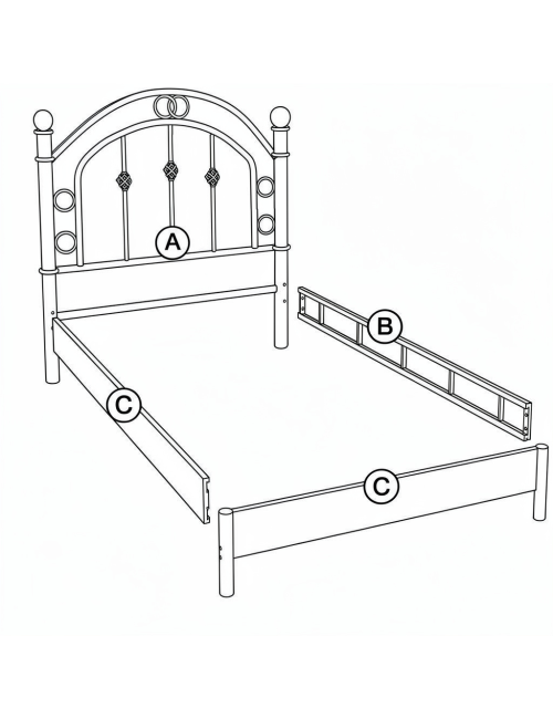 Letto Singolo Luxor in Ferro Battuto Bianco Anticato 90x195 cm