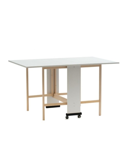 Tavolo Salvaspazio Trio Pieghevole 24x90x78 cm Bianco Frassinato