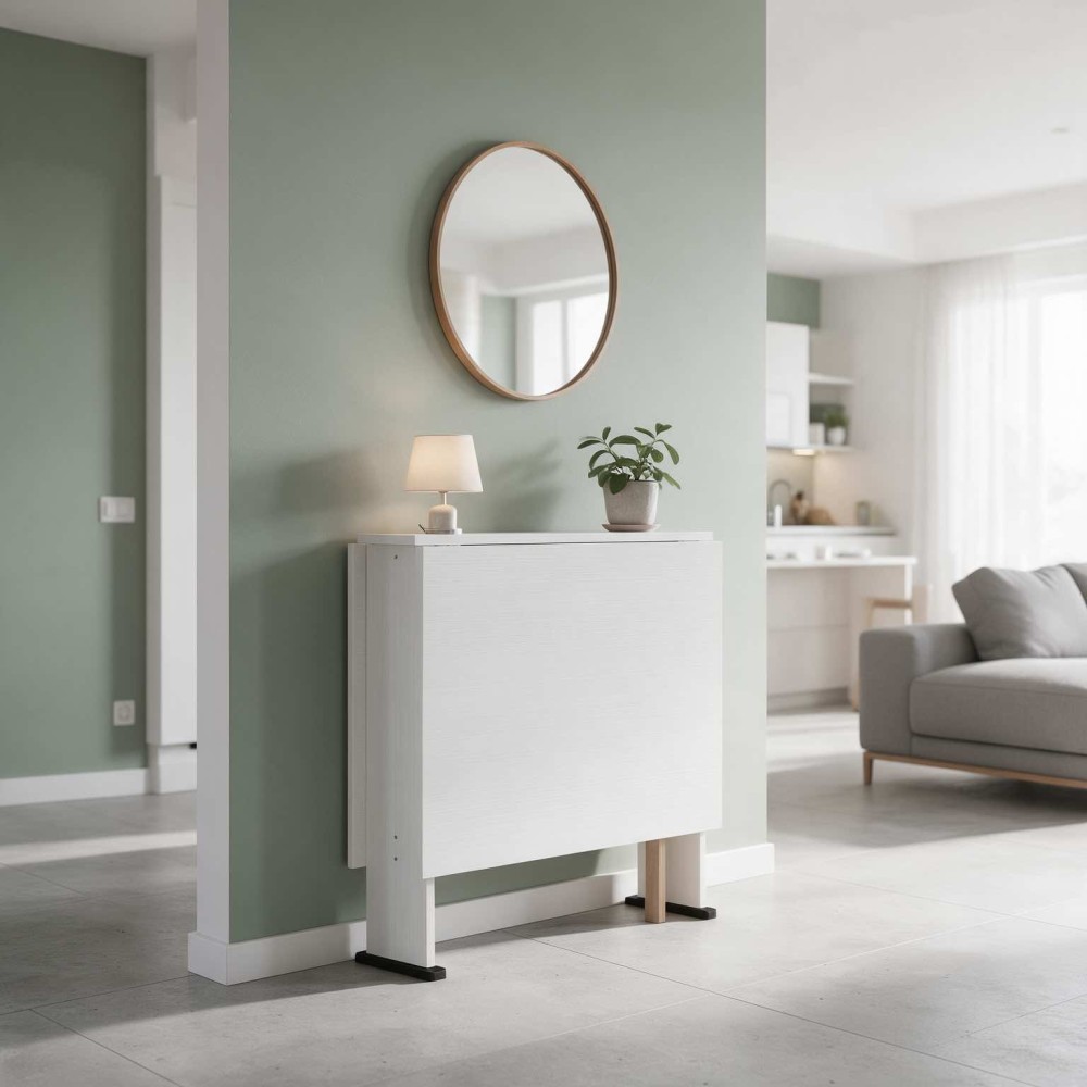 Tavolo Consolle Pieghevole bianco Mati Salvaspazio 21x74x78H