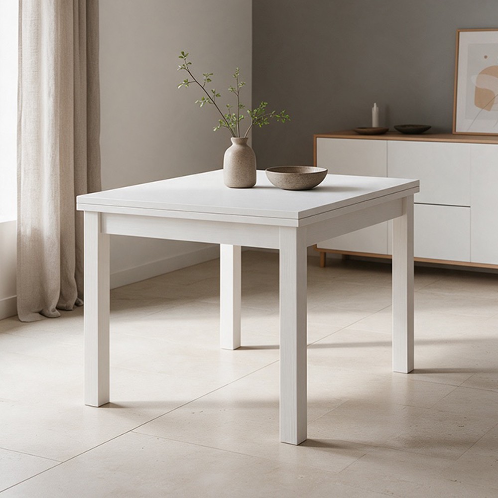 Tavolo raddoppiabile Firenze 90x90 colore bianco frassinato