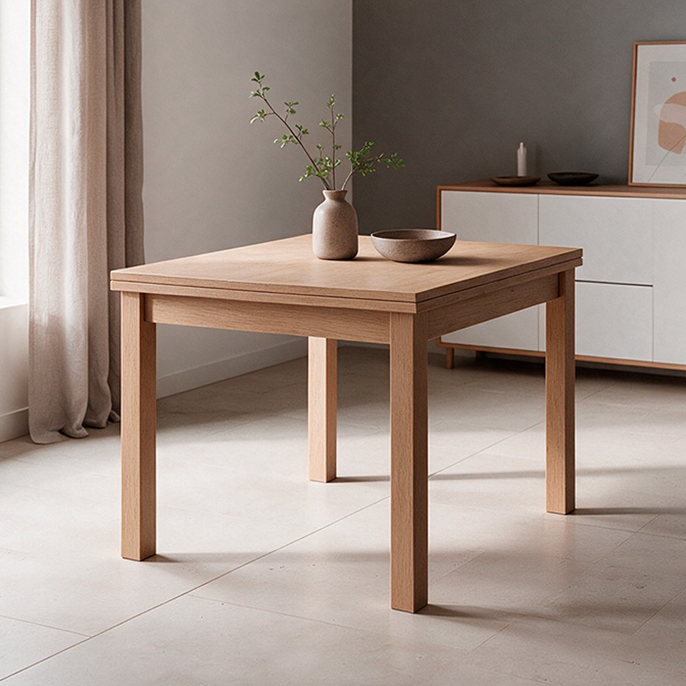Tavolo raddoppiabile Firenze 90x90 colore noce naturale