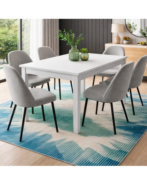 Tavolo 160x90 allungabile a 240 cm Elindo colore bianco frassinato