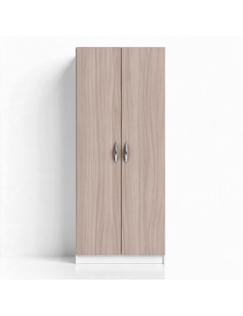 Armadio 2 Ante 90 cm H 247 cm Bianco e Olmo Made in Italy
