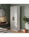 Armadio 2 Ante 90 cm H 247 cm Bianco e cemento Made in Italy