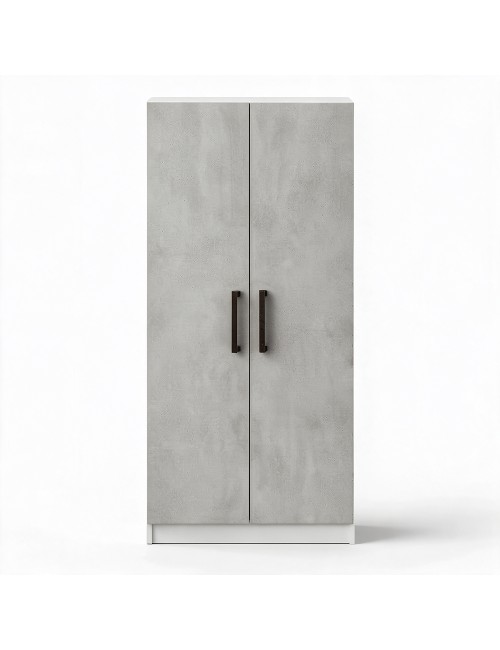 Armadio 2 Ante 90 cm H 247 cm Bianco e cemento Made in Italy