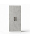Armadio 2 Ante 90 cm H 247 cm Bianco e cemento Made in Italy