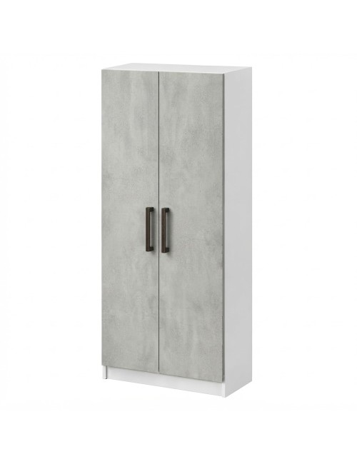 Armadio 2 Ante 90 cm H 247 cm Bianco e cemento Made in Italy