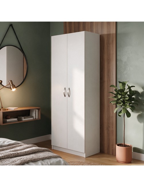 Armadio 2 Ante 90 cm H 247 cm bianco frassinato Made in Italy