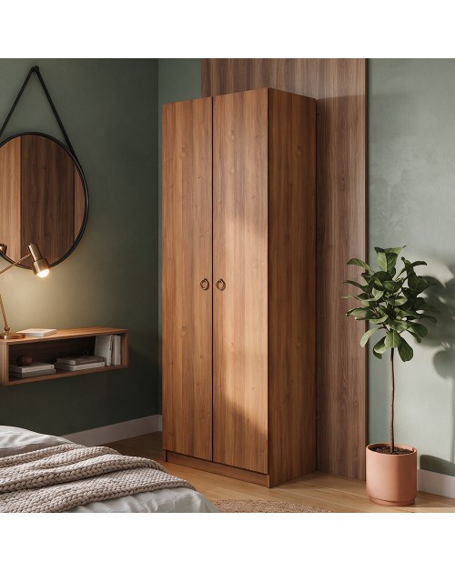Armadio 2 Ante 90 cm H 247 cm noce antico Made in Italy