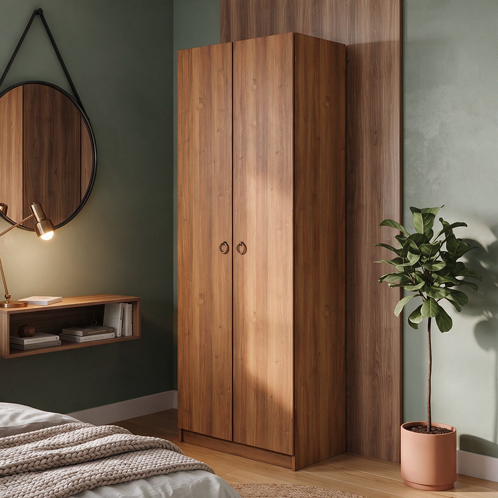 Armadio 2 Ante 90 cm H 247 cm noce antico Made in Italy