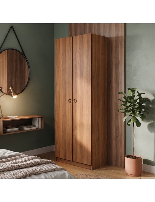 Armadio 2 Ante 90 cm H 247 cm noce antico Made in Italy