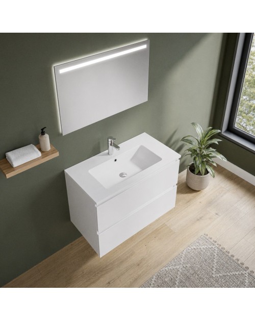 Mobile bagno sospeso Carezza 80x46x54 H colore bianco lucido