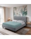 Letto matrimoniale con rete inclusa Snello tessuto colore grigio chiaro