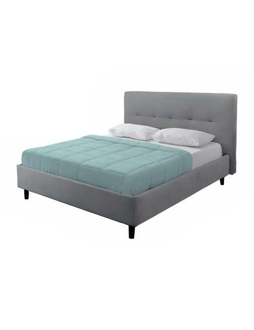 Letto Matrimoniale con Rete Inclusa Snello Tessuto Grigio Chiaro