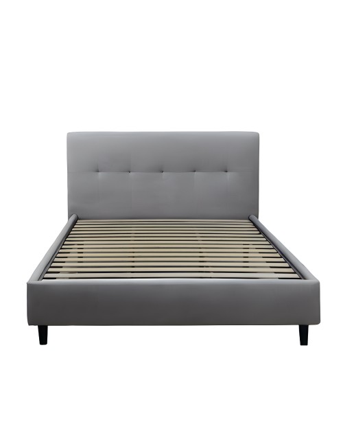 Letto Matrimoniale con Rete Inclusa Snello Tessuto Grigio Chiaro
