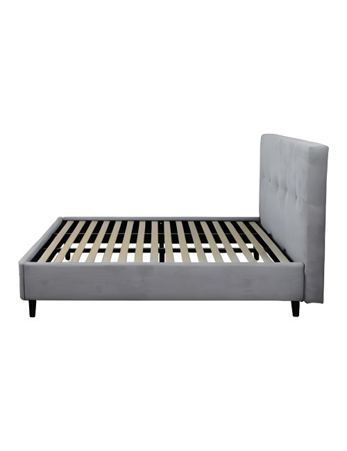 Letto Matrimoniale con Rete Inclusa Snello Tessuto Grigio Chiaro