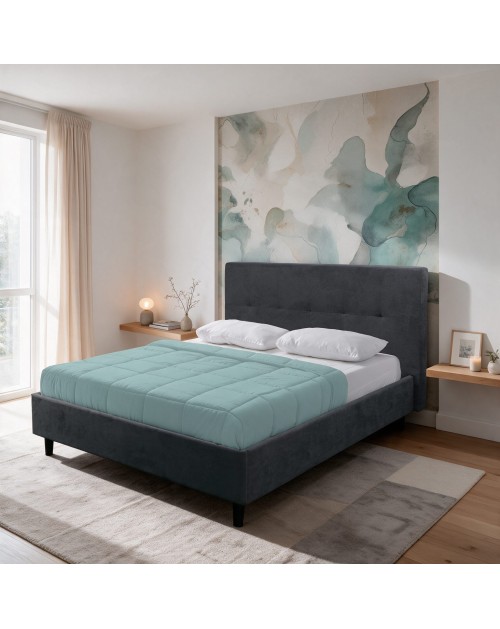 Letto matrimoniale con rete inclusa Snello tessuto colore ash grigio