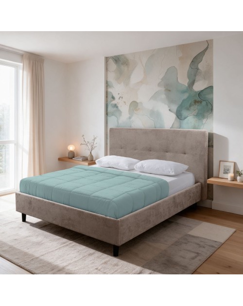 Letto matrimoniale con rete inclusa Snello tessuto colore tortora