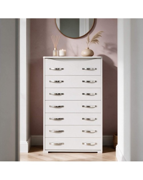 Cassettiera 7 cassetti Settimino Maxi colore bianco frassinato