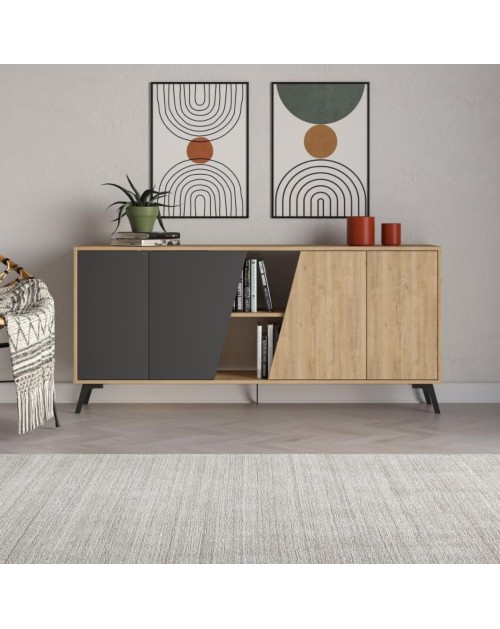 Madia 4 ante Fiona 180x35,6x82H colore rovere e antracite