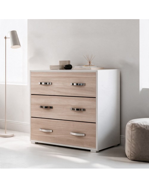 Comò 3 cassetti colore olmo 91x45x81H