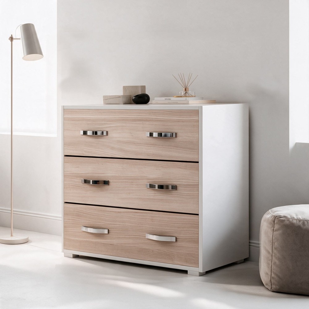 Comò 3 cassetti colore olmo 91x45x81H