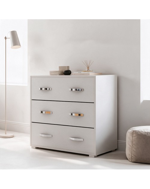 Comò 3 cassetti colore bianco frassinato