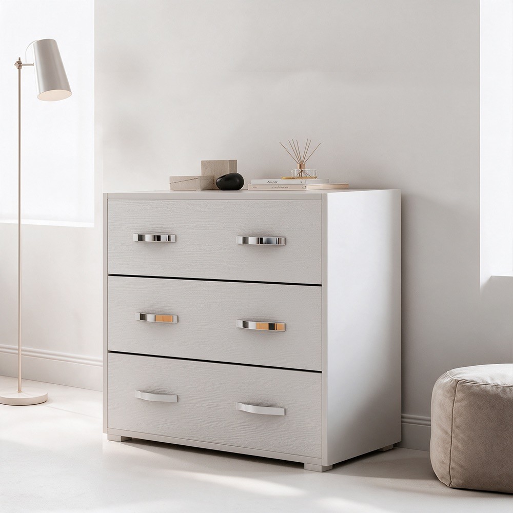 Comò 3 cassetti colore bianco frassinato