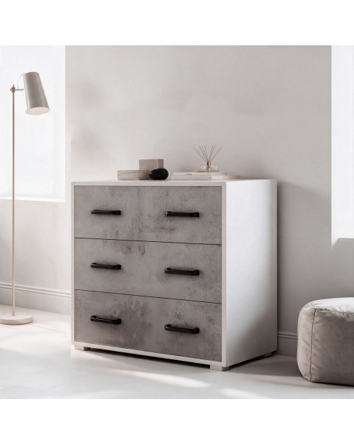 Comò 3 cassetti colore cemento 91x45x81H