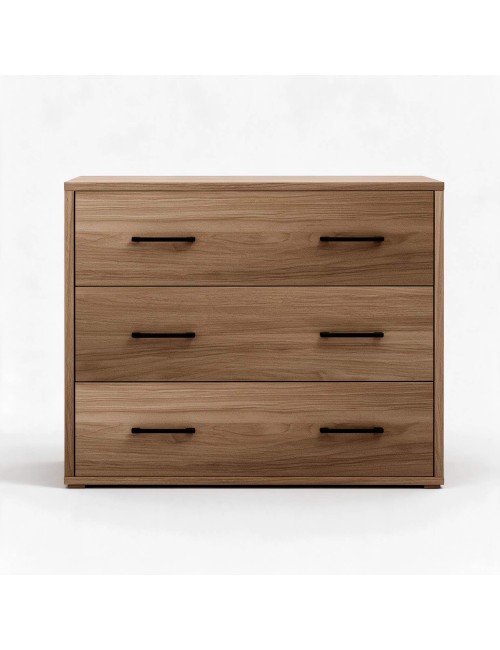 Comò 3 cassetti colore noce naturale 91x45x81H