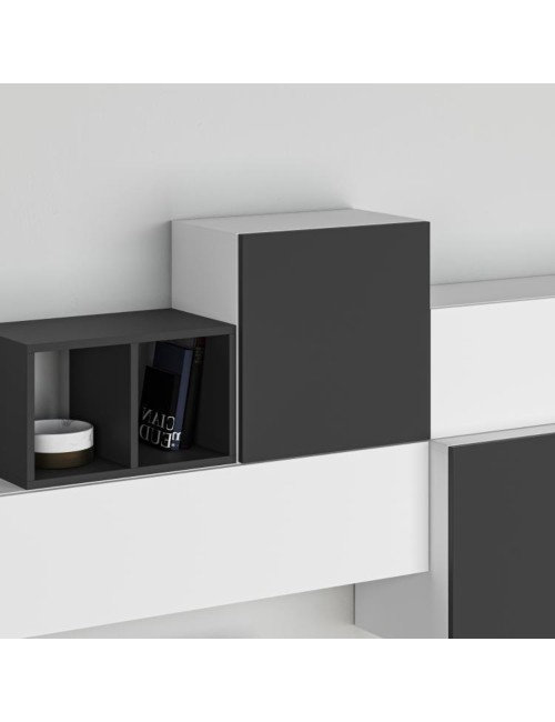 Parete attrezzata colore bianco e antracite Tromen 260 cm