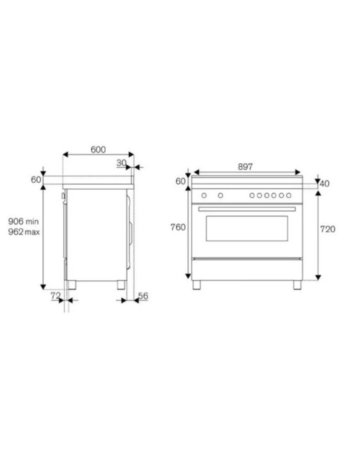 Cucina a gas Bertazzoni MPL96L1EXC 90 cm. 6 fuochi e forno elettrico multifunzione inox