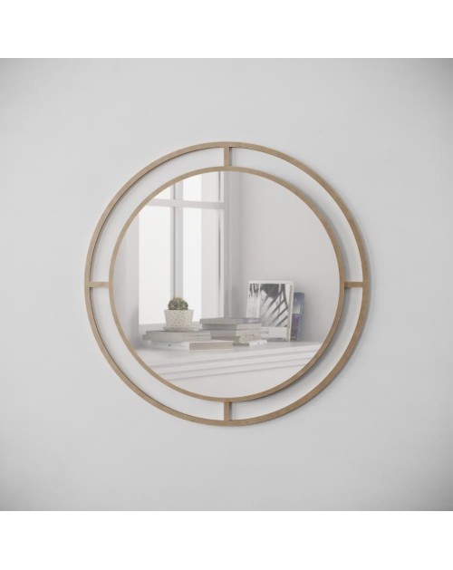 Specchio rotondo con doppia cornice Bubble in metallo colore oro