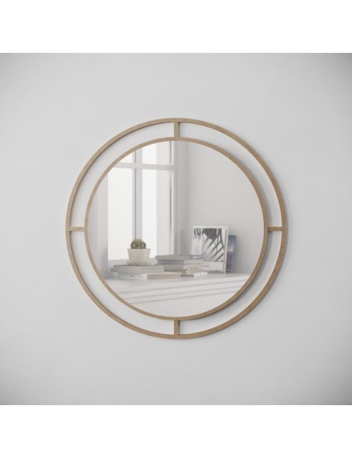 Specchio Rotondo con Doppia Cornice Bubble in Metallo Colore Oro