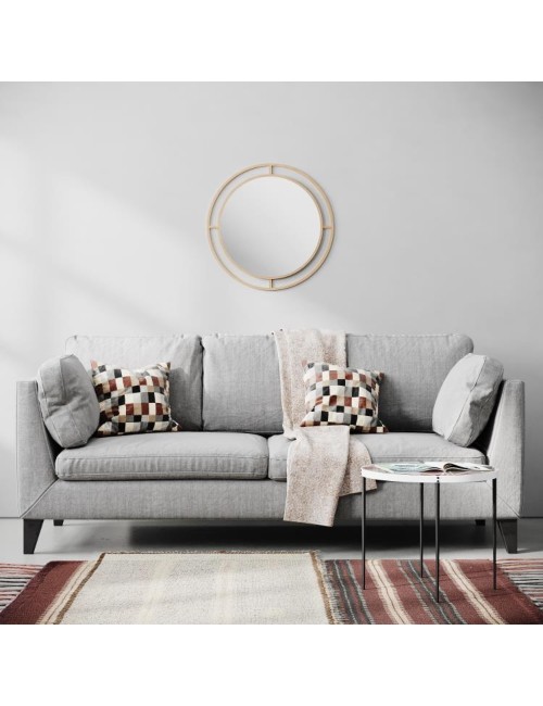Specchio Rotondo con Doppia Cornice Bubble in Metallo Colore Oro