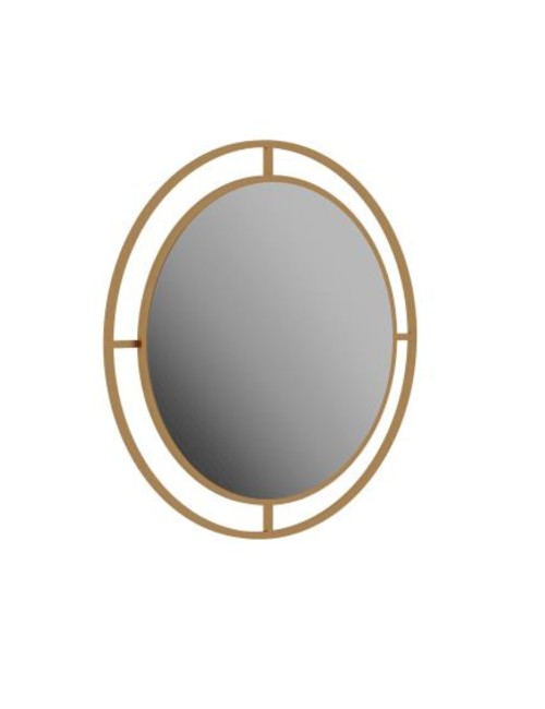 Specchio Rotondo con Doppia Cornice Bubble in Metallo Colore Oro