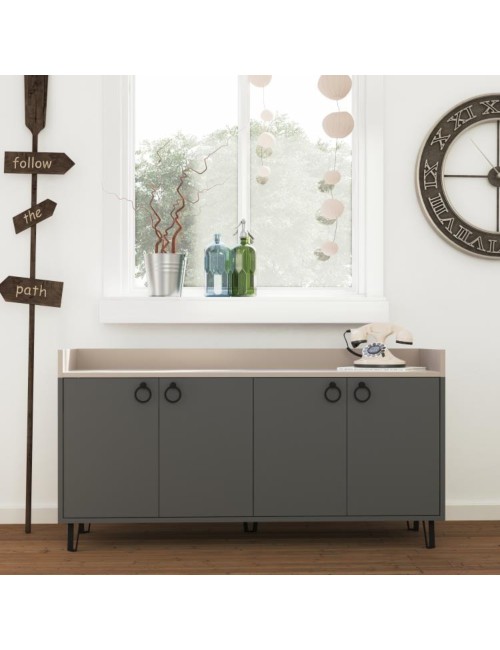 Madia 4 ante Dea 140x36x80 h colore antracite tortora