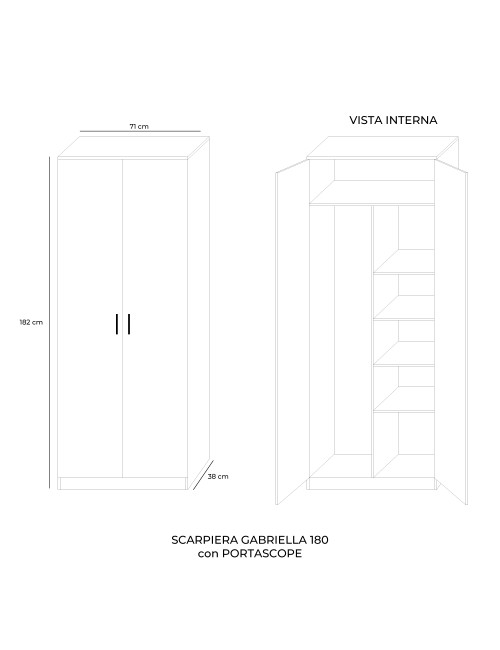 Armadio Portascope con 5 Ripiani Gabriella 180 Colore Olmo Prezzo