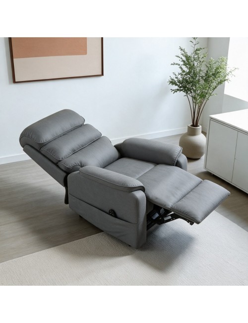 Poltrona Alzapersona Elettrica Lia 2 Motori in Tessuto Grigio Elephant Recliner