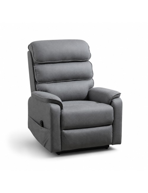 Poltrona Alzapersona Elettrica Lia 2 Motori in Tessuto Grigio Elephant Recliner
