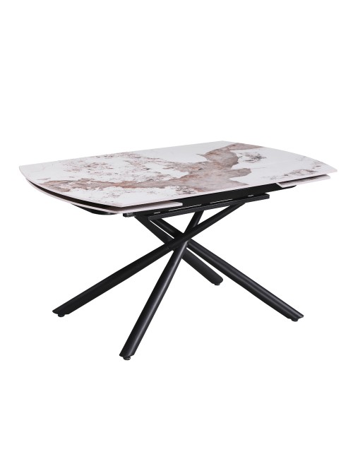 Tavolo girevole allungabile Astrid piano ceramica effetto marmo Arabesque Pandora Lucido 140x90x76H