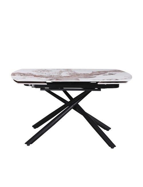 Tavolo girevole allungabile Astrid piano ceramica effetto marmo Arabesque Pandora Lucido 140x90x76H