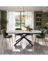Tavolo girevole allungabile Astrid piano ceramica effetto marmo Arabesque Pandora Lucido 160x90x76H