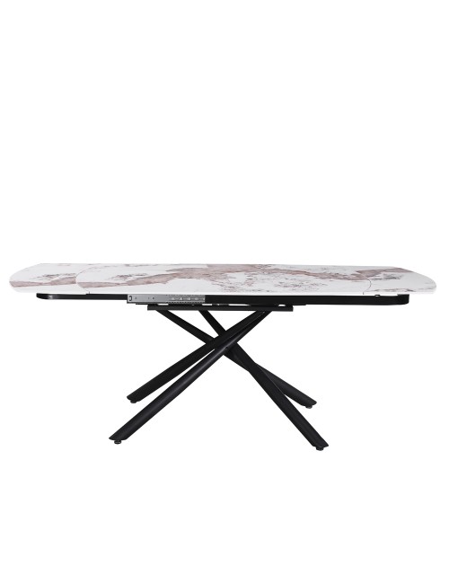 Tavolo girevole allungabile Astrid piano ceramica effetto marmo Arabesque Pandora Lucido 160x90x76H